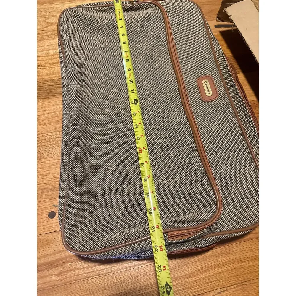Vtg Samsonite Tweed Suitcase Special Collection Luggage Travel Case 14” in